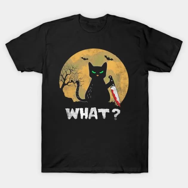What Funny Retro Vintage Black Cat Halloween Knife