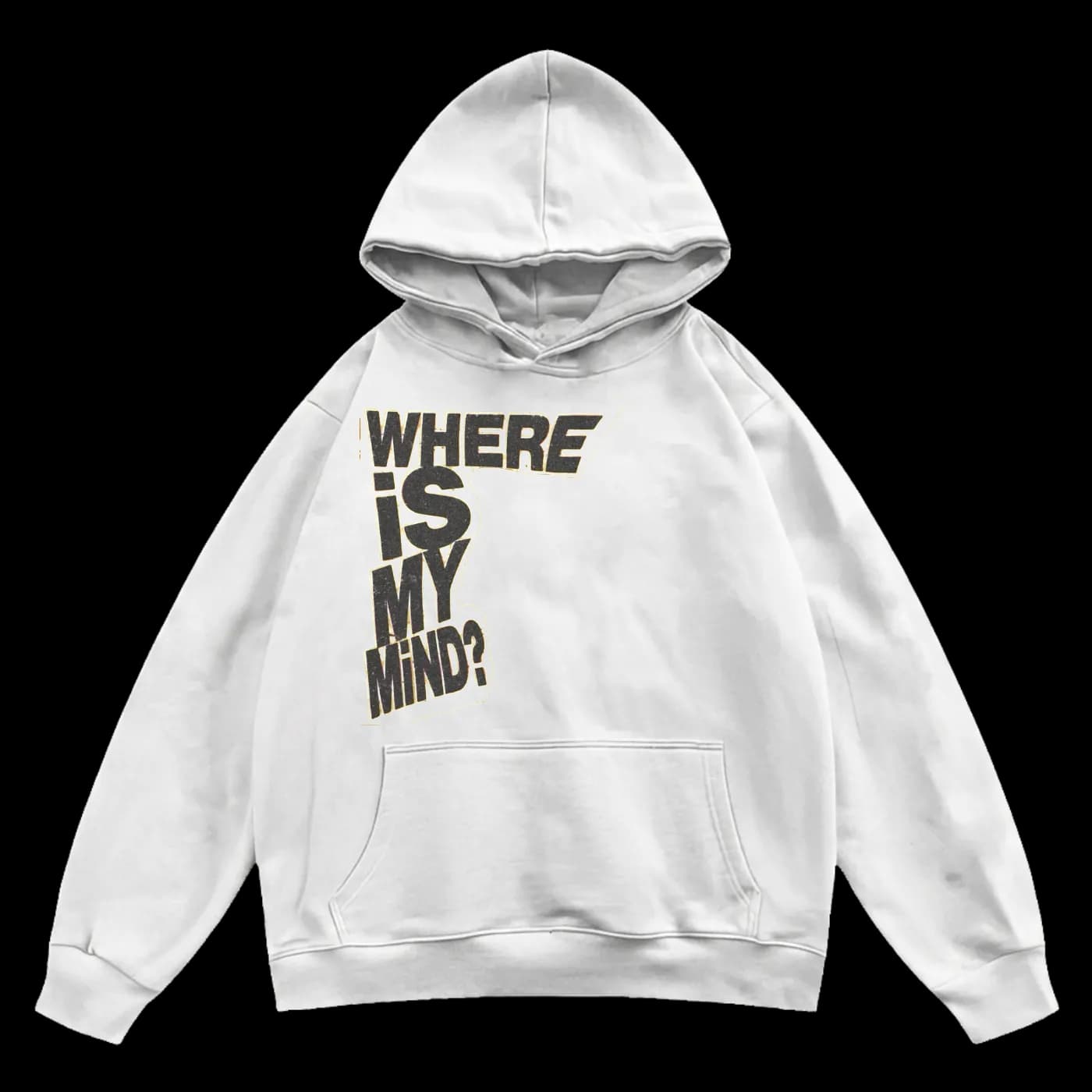Where is my mind printed white hoodie