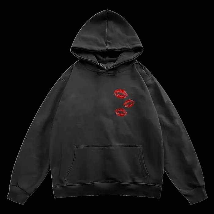 "Cigarette after what?" Black printed hoodie