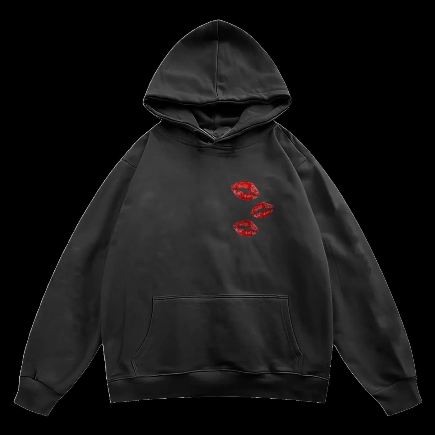 "Cigarette after what?" Black printed hoodie