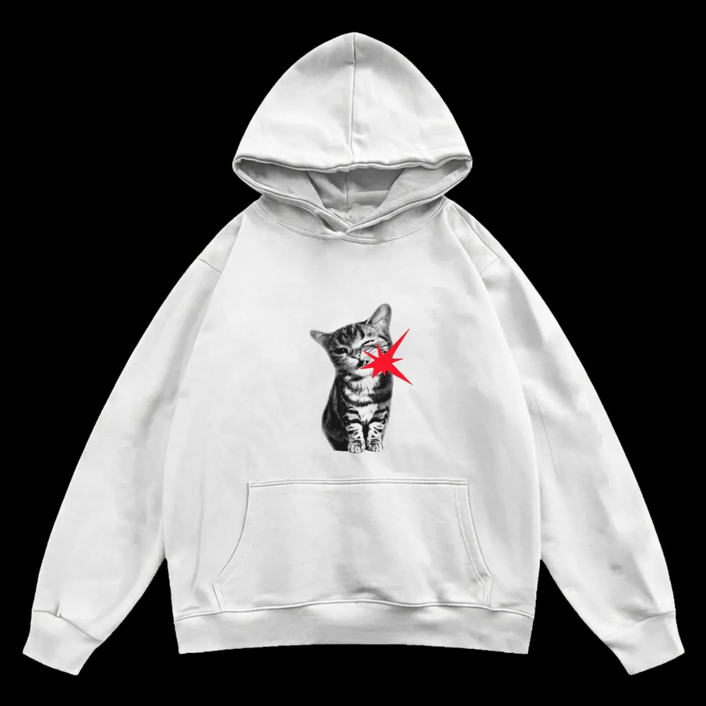 "My life is film hindi"printed white hoodie