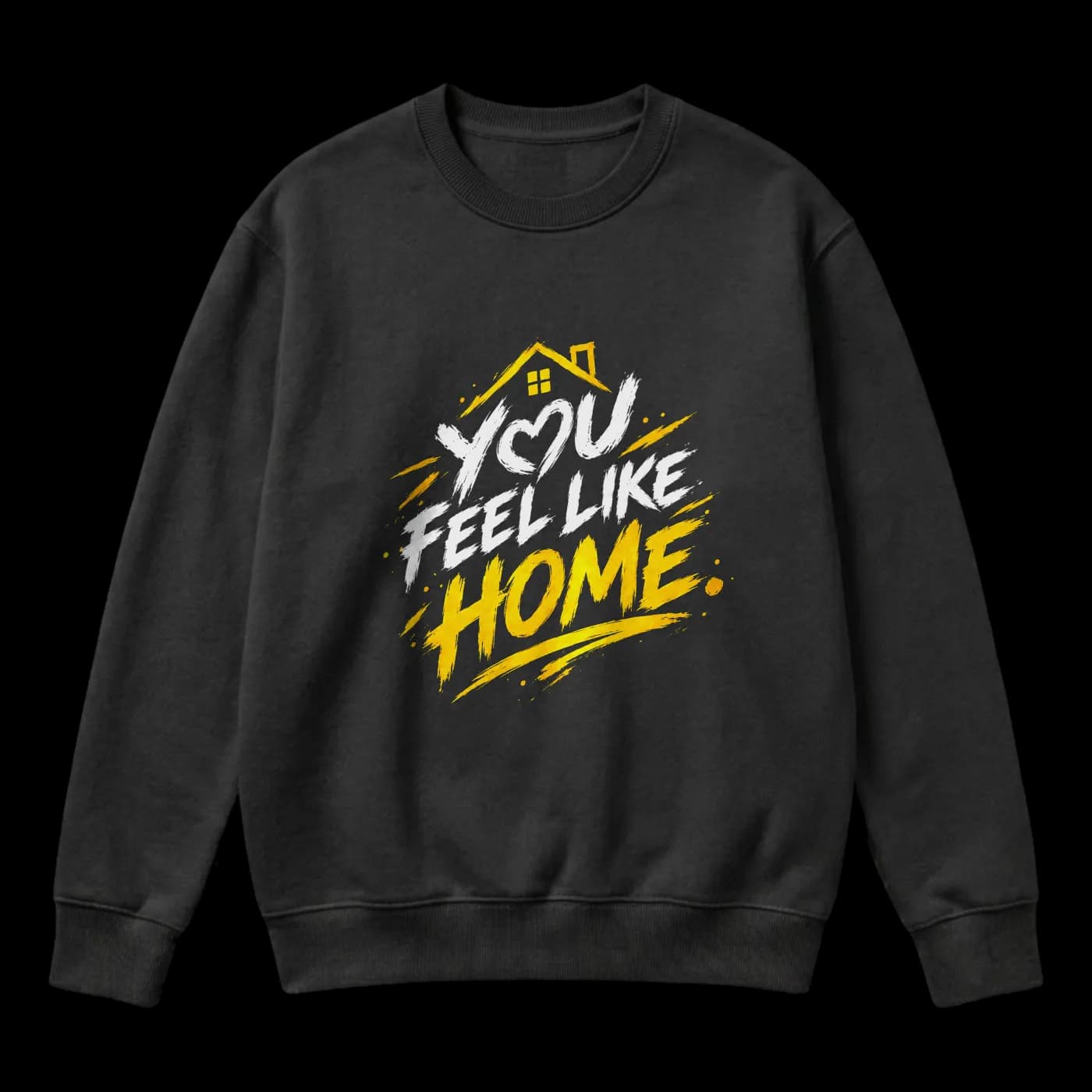 You Feel Like Home – Black & Gold Romantic Streetwear Sweater