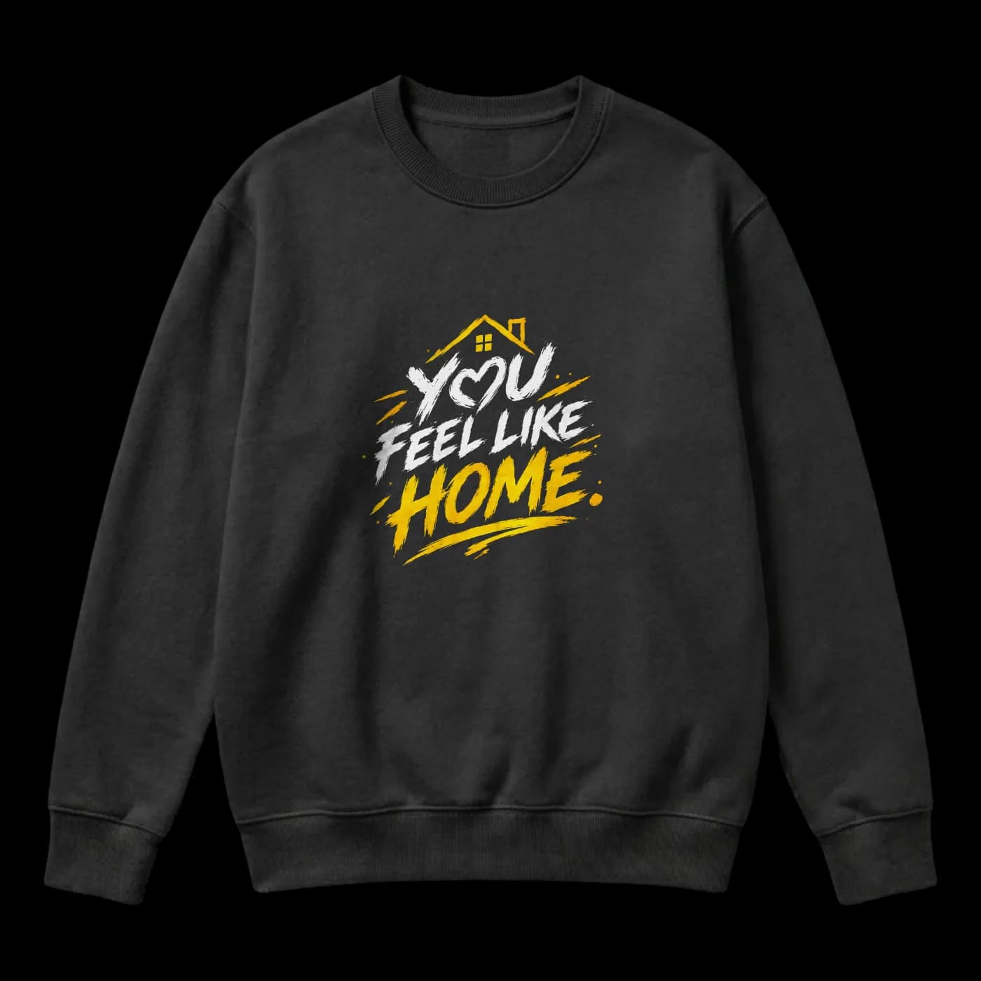 You Feel Like Home – Black & Gold Romantic Streetwear Sweater