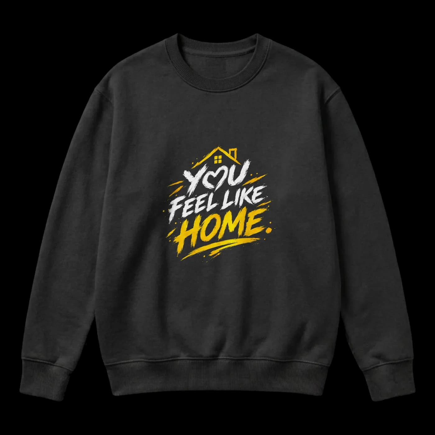 You Feel Like Home – Black & Gold Romantic Streetwear Sweater